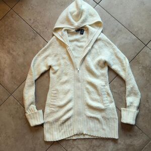MODA International Cream Fuzzy Zip Hoodie Sweater XL